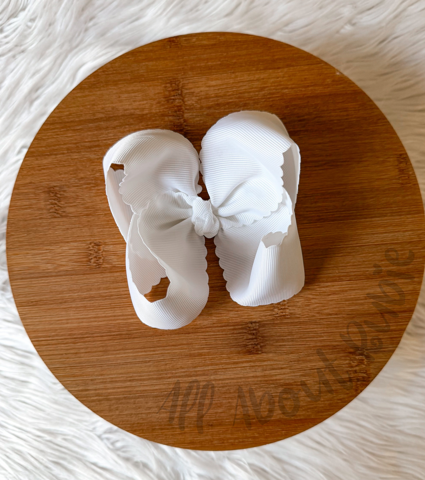 Classic White Scalloped Ribbon Bow