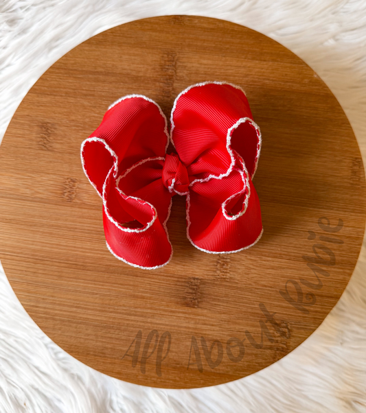 Red Moonstitch Ribbon Bow