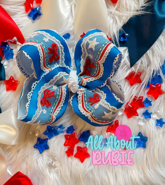Big Sis RWB Bow Lace Ribbon Bow